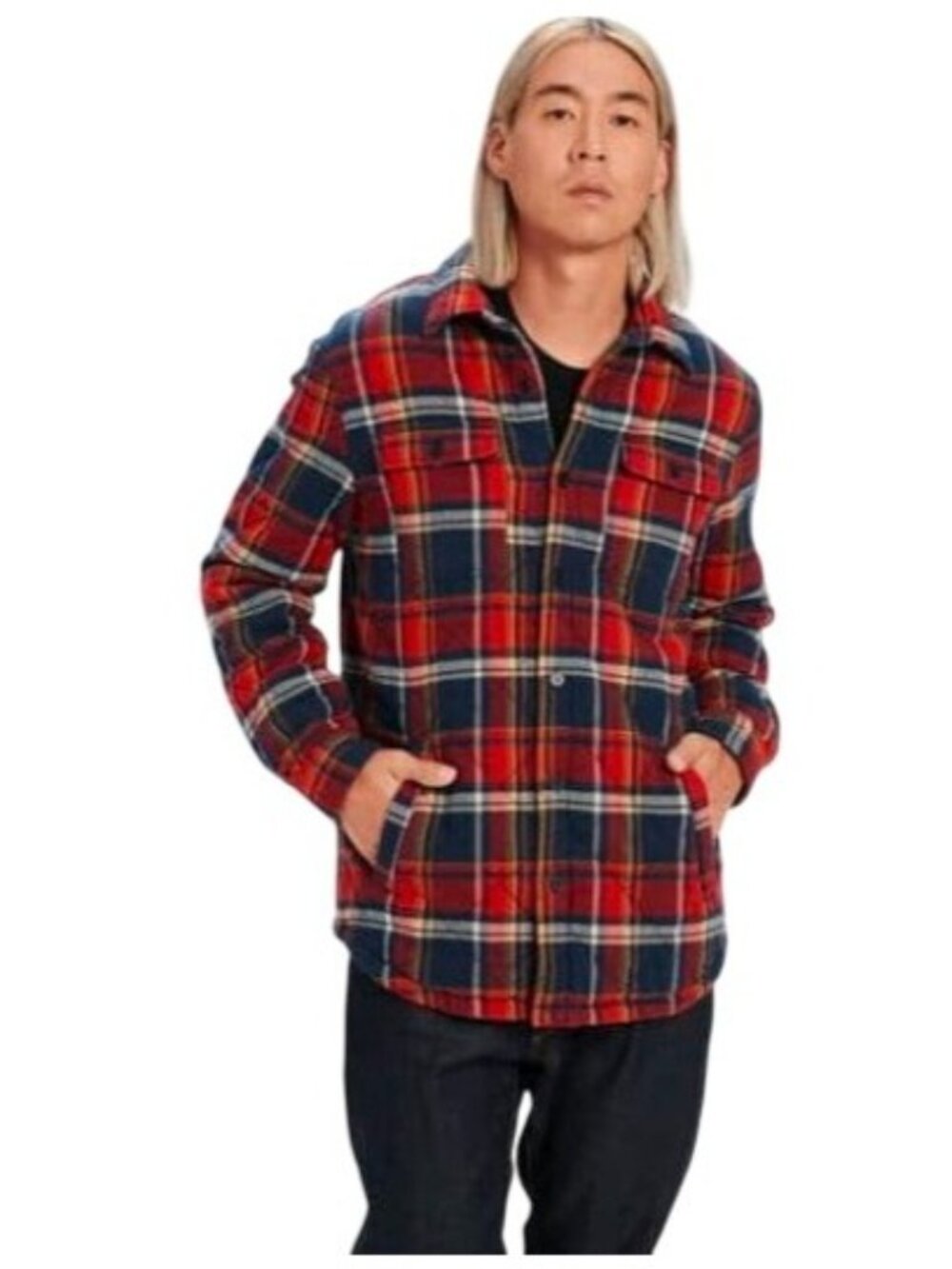 UGG Trent Quilted Shacket Men's M Multicolor Plaid Flannel Lined Button Front